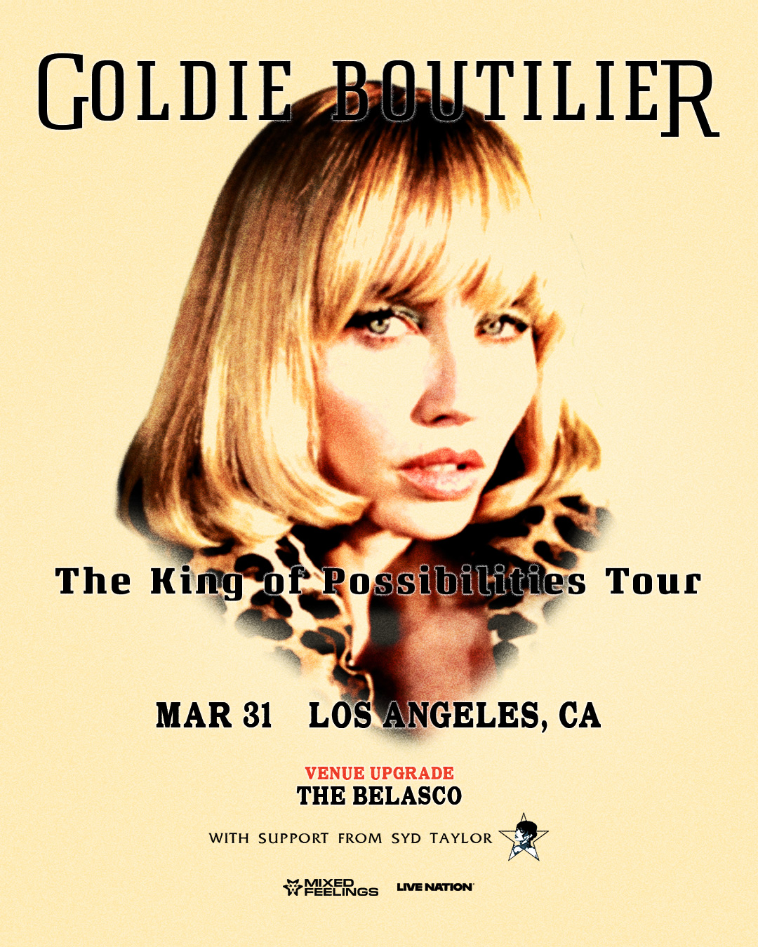 Goldie Boutilier at the Belasco on Tuesday, March 31